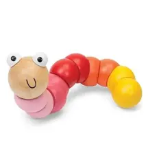 Wooden Wiggly Jointed Worm Toy - Pink