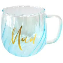 Glass Twirl 'Mum' Mug 650ml - Blue