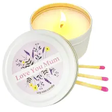 Candle Tin Soy - "Love You Mum" Flowers
