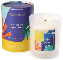 Candle - Folkessence 'AM to PM Healing' Freesia Lily Pear 200g