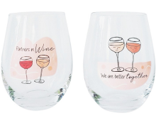 Stemless Wine Glass Pair - 'Better Together'