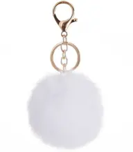 Fluffy Key Chain - White