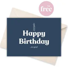 Greeting Card - Happy Birthday Cake - Blue