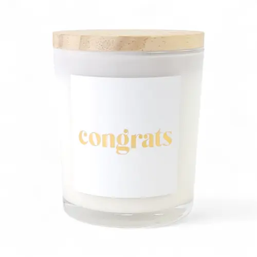 'Congrats' Soy Wax Candle Jar with Wooden Lid