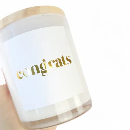 1. 'Congrats' Soy Wax Candle Jar with Wooden Lid thumbnail