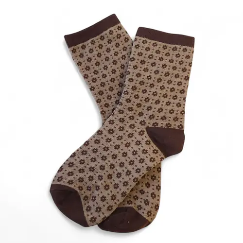 Socks - Brown Mini Flowers Size 8-10 W