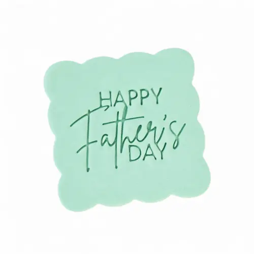 Cookie - Scalloped 'Happy Father's Day' Sage Green Iced Cookie