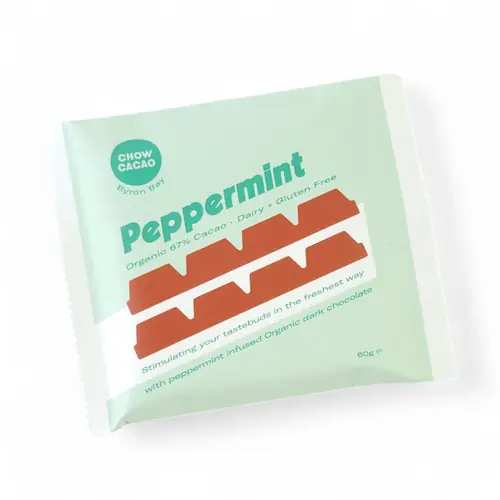Chow Cocao Organic Peppermint Dark Choc 60g