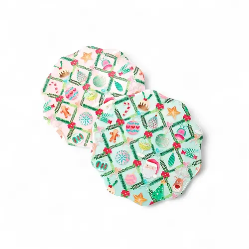 M&W Tis The Season Ceramic Coaster Pair - Patterns