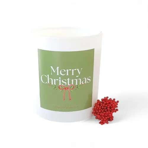 Candle - Merry Christmas Bow Soy Wax Candle Jar