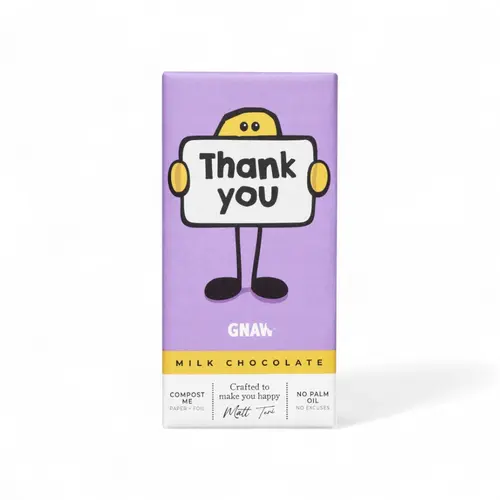 GNAW 'Thank You' Milk Choc Bar 80g thumbnail