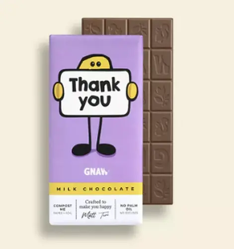 1. GNAW 'Thank You' Milk Choc Bar 80g thumbnail