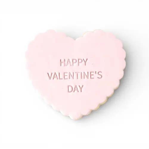 Cookie - 'Happy Valentine's Day' Iced Shortbread Heart Pink 10cm