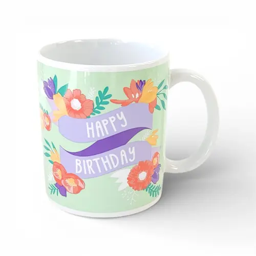 Mug - 'Happy Birthday' Floral