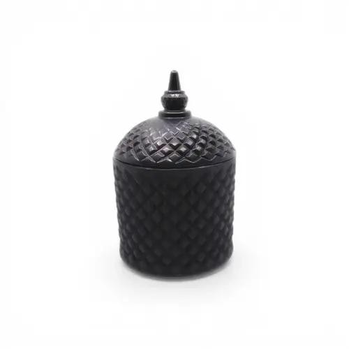 Candle - Black Regal Glass Candle Jar with Lid 15cm