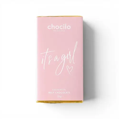 Chocilo Melbourne 'It's a Girl' Milk Choc Bar 35g