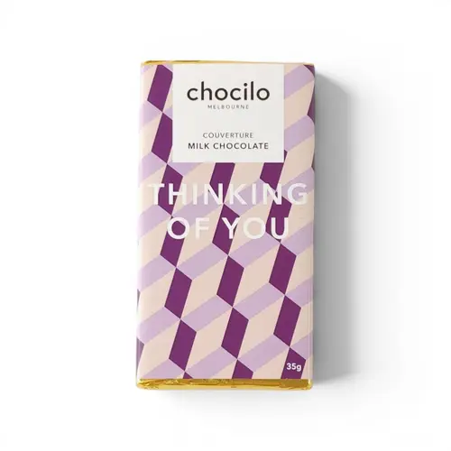 Chocilo Melbourne 'Thinking of You' Milk Choc Bar 35g
