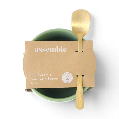 Assemble Lou Ceramic Bowl with Spoon 10 x 5 cm