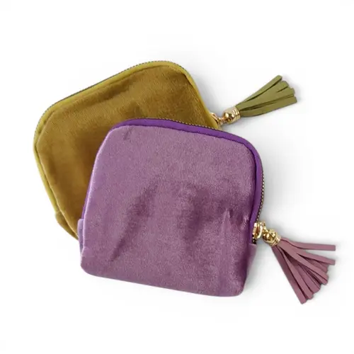 Coin Purse with Tassels Pink / Mustard thumbnail